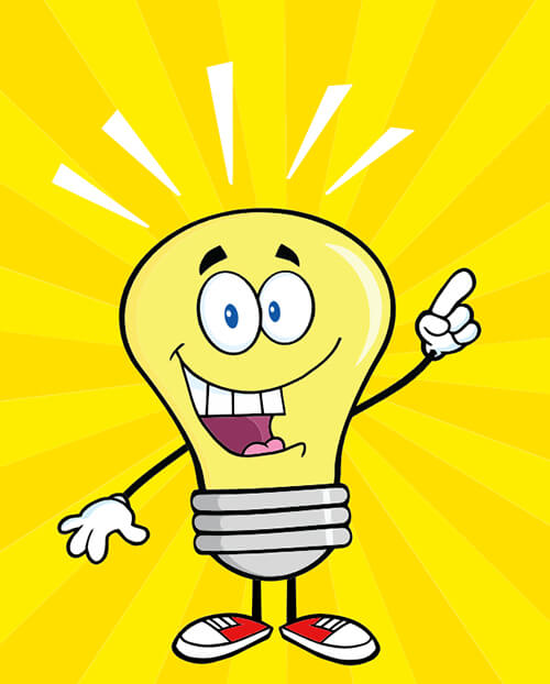 Illustrated lightbulb representing a new idea