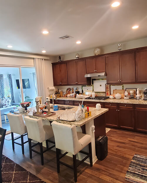 Kitchen with recessed ceiling lighting